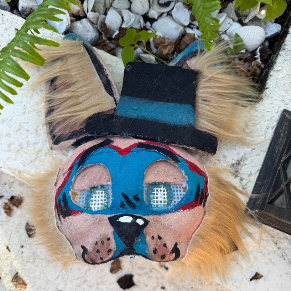Handcrafted Cardboard Cat Therian Mask: Animatronic Style w/ Faux Fur
